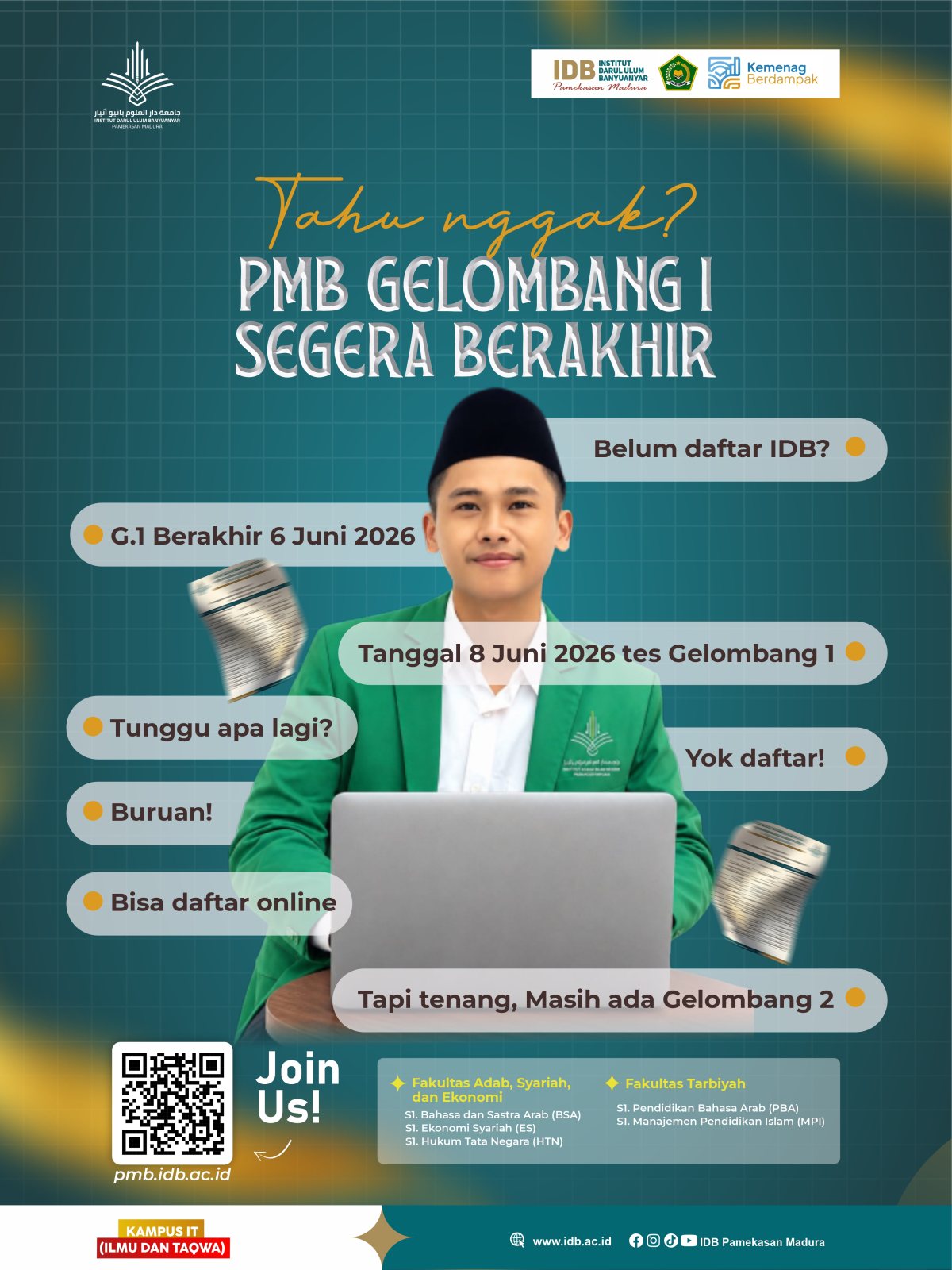 Akhir Pendaftaran Mahasiswa Baru (PMB) Gelombang 1 Tahun 2026-2027
